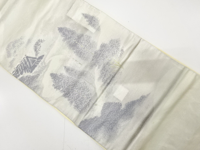 JAPANESE KIMONO / ANTIQUE FUKURO OBI / SILK / WOVEN SCENERY